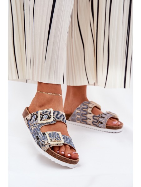 Women's Sandals With Buckles And Glitter Beige S.Barski RB51-006