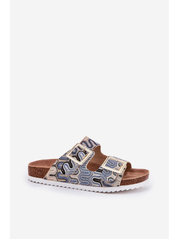 Women's Sandals With Buckles And Glitter Beige S.Barski RB51-006