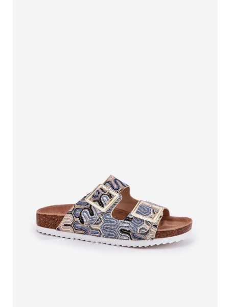 Women's Sandals With Buckles And Glitter Beige S.Barski RB51-006