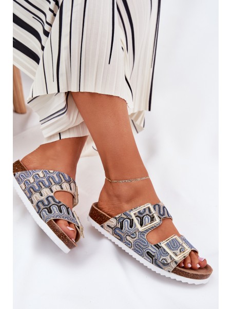 Women's Sandals With Buckles And Glitter Beige S.Barski RB51-006