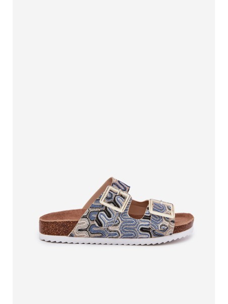 Women's Sandals With Buckles And Glitter Beige S.Barski RB51-006