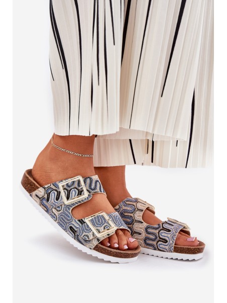 Women's Sandals With Buckles And Glitter Beige S.Barski RB51-006