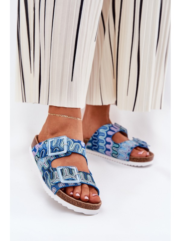 Women's Slippers With Buckles And Glitter S.Barski RB51-006 Blue 2