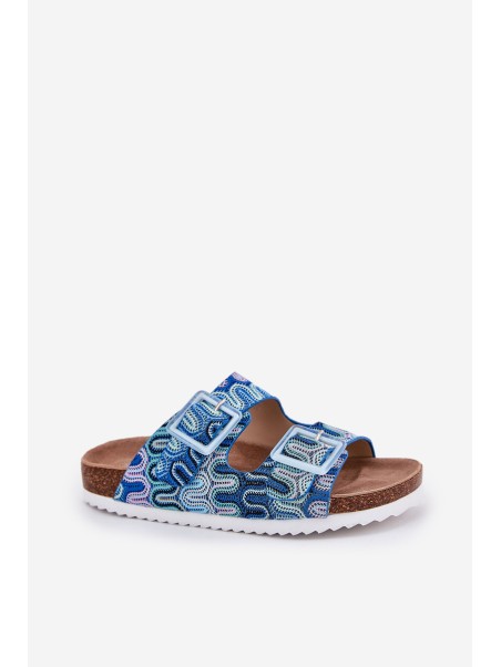 Women's Slippers With Buckles And Glitter S.Barski RB51-006 Blue