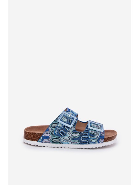 Women's Slippers With Buckles And Glitter S.Barski RB51-006 Blue