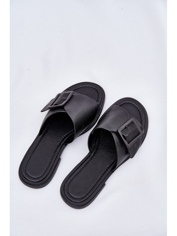 Ladies leather sandals with buckle D&A SJ2302-01 Black