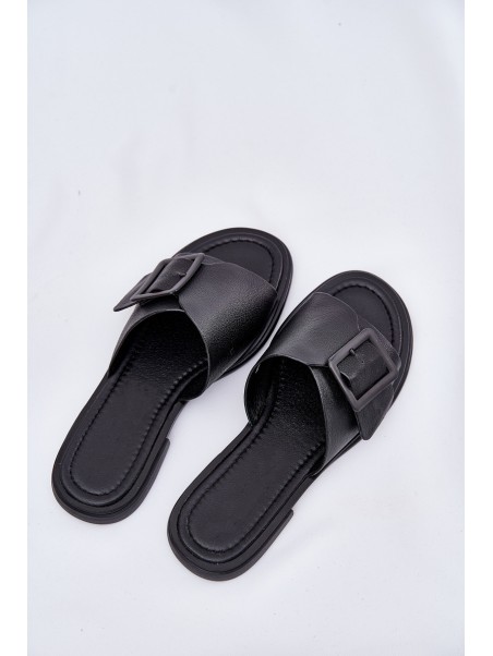 Ladies leather sandals with buckle D&A SJ2302-01 Black