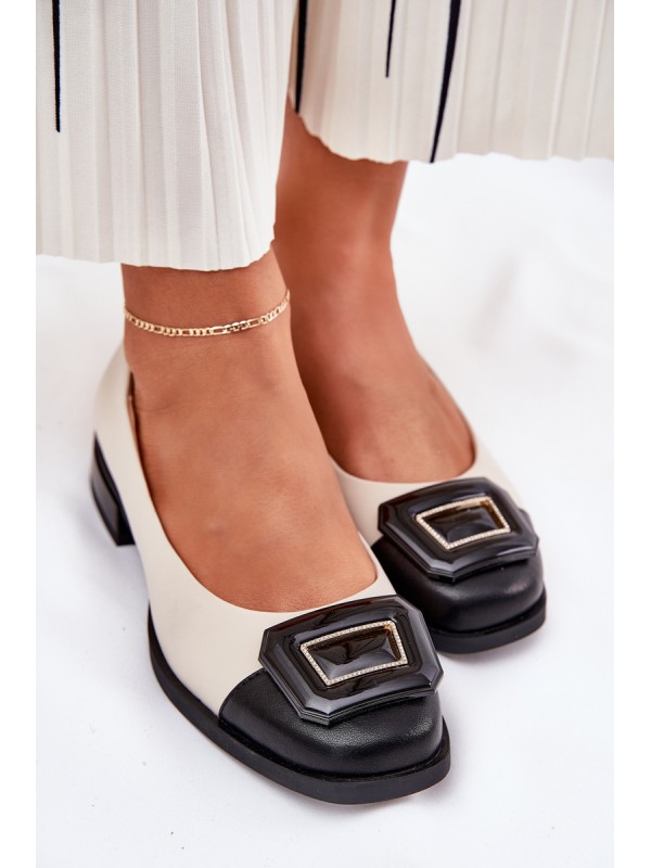 Leather Ballet Flats With Decoration D&A MK51-059 Beige