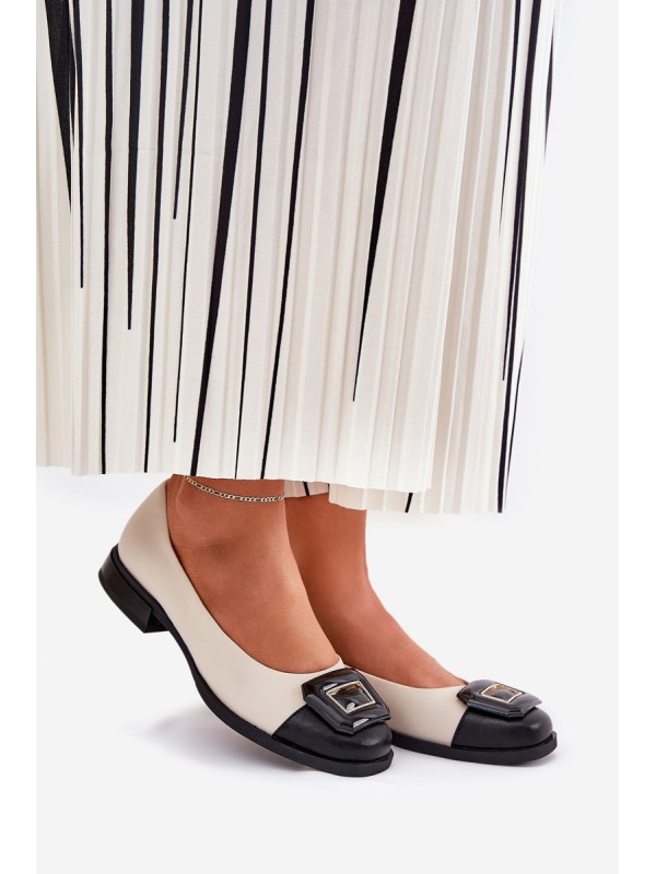 Leather Ballet Flats With Decoration D&A MK51-059 Beige 2