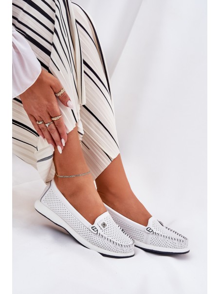 Ladies Leather Moccasins S.Barski LR51-673 White
