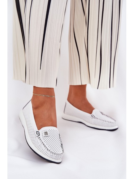 Ladies Leather Moccasins S.Barski LR51-673 White