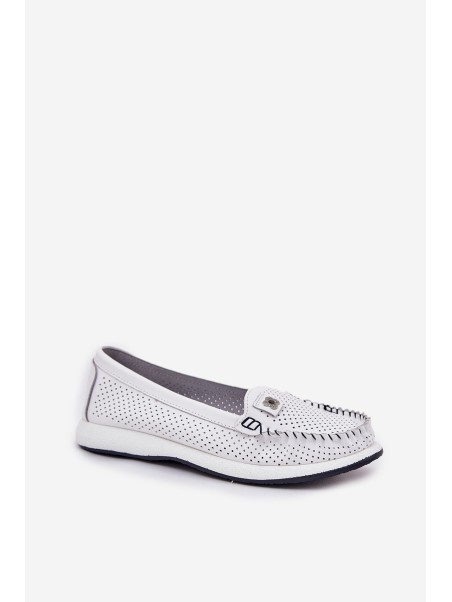 Ladies Leather Moccasins S.Barski LR51-673 White
