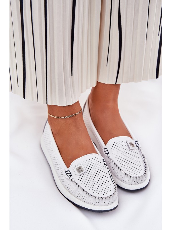 Ladies Leather Moccasins S.Barski LR51-673 White