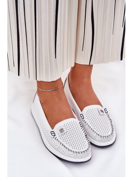 Ladies Leather Moccasins S.Barski LR51-673 White