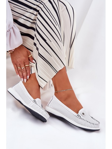 Ladies Leather Moccasins S.Barski LR51-673 White
