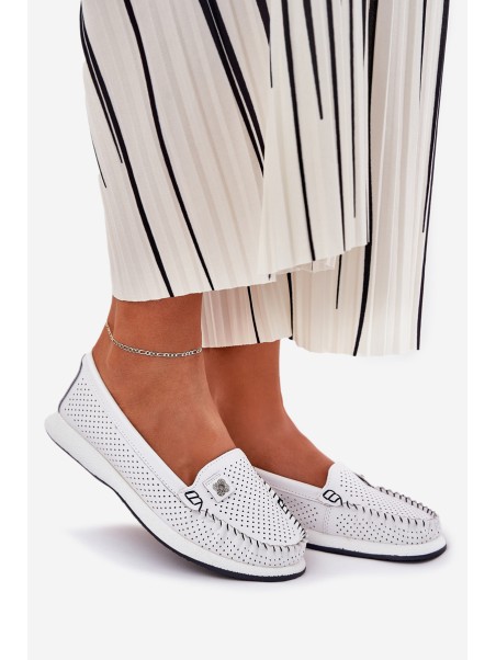 Ladies Leather Moccasins S.Barski LR51-673 White