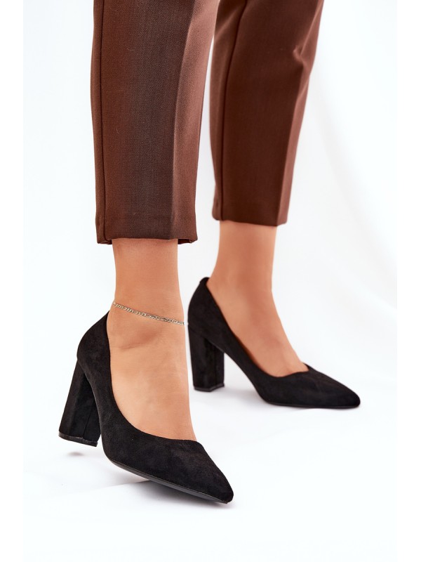 Eco Suede Heels On A Heel Black Ellinoria