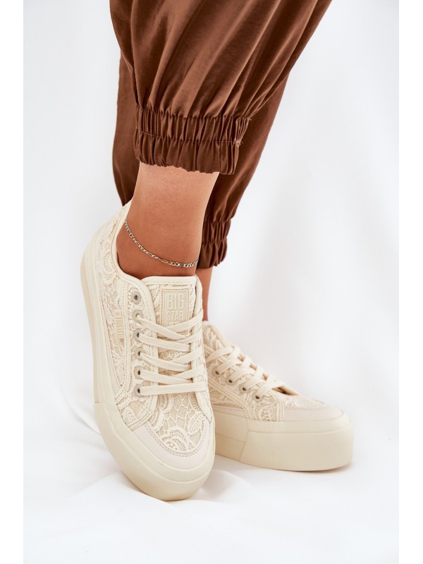 Lace Women's Sneakers Big Star RR274746 Beige