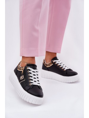 Womens Sports Shoes On Platform Made Of Eco Leather Panther Black Velionna 2