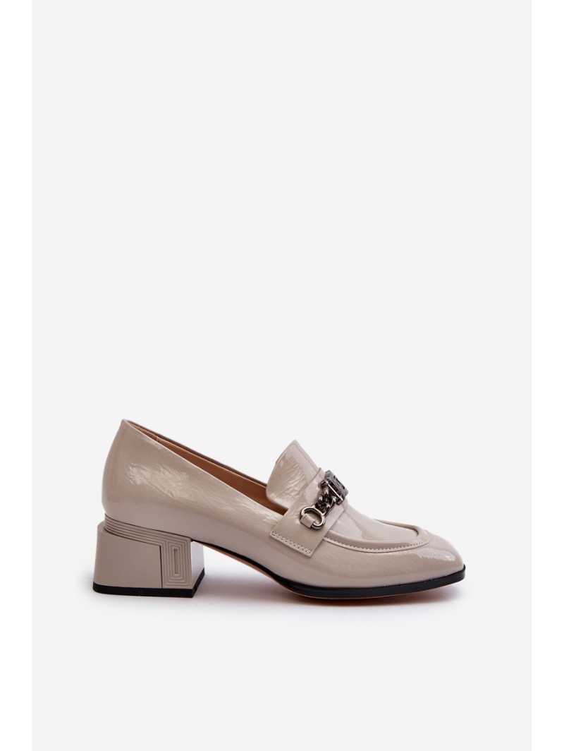 Grey Patent Leather Court Shoes with Block Heel S.Barski MR38-960
