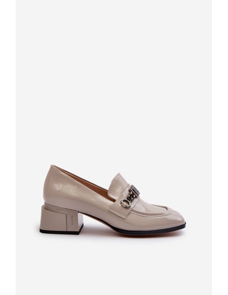Grey Patent Leather Court Shoes with Block Heel S.Barski MR38-960
