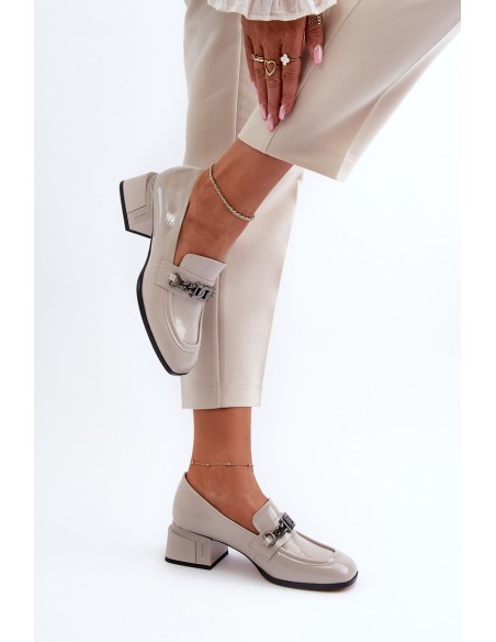 Grey Patent Leather Court Shoes with Block Heel S.Barski MR38-960