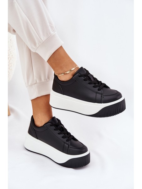 Sneakers On Massive Platform Smooth Black Tirvanis