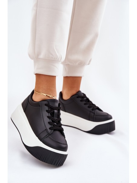 Sneakers On Massive Platform Smooth Black Tirvanis
