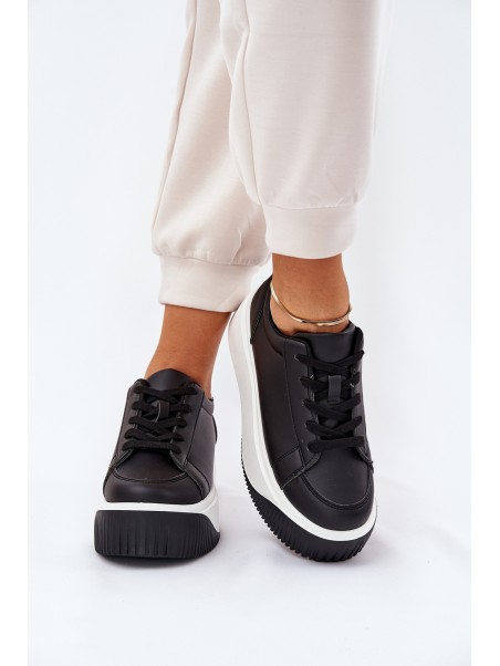 Sneakers On Massive Platform Smooth Black Tirvanis