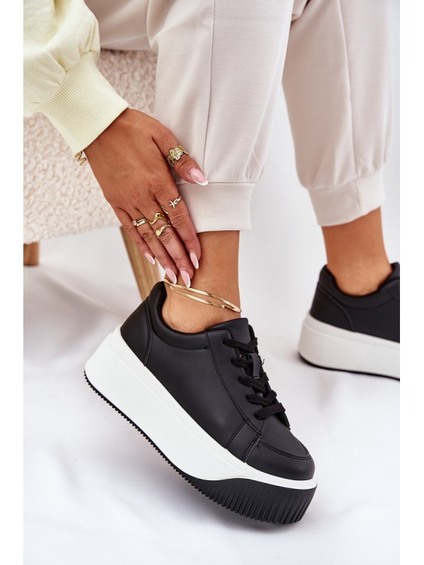 Sneakers On Massive Platform Smooth Black Tirvanis