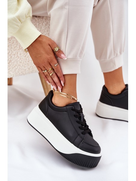 Sneakers On Massive Platform Smooth Black Tirvanis