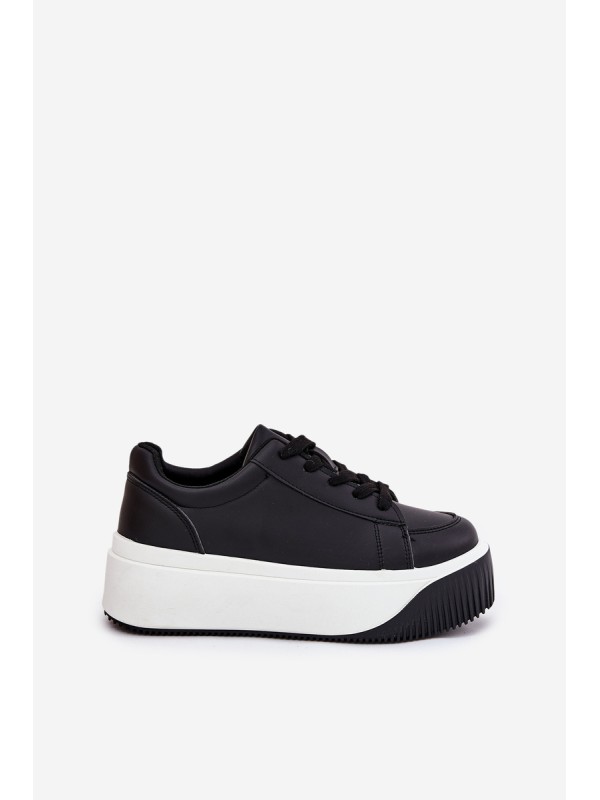 Sneakers On Massive Platform Smooth Black Tirvanis