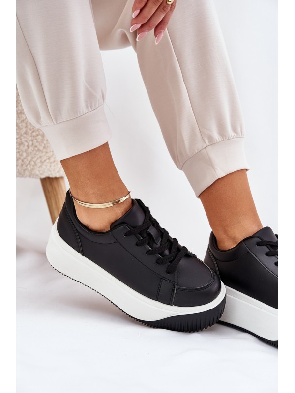 Sneakers On Massive Platform Smooth Black Tirvanis