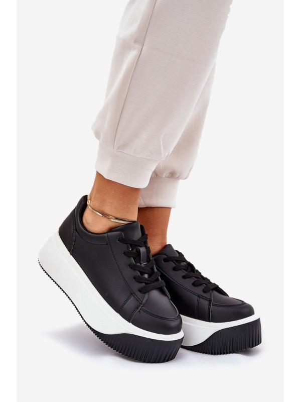 Sneakers On Massive Platform Smooth Black Tirvanis