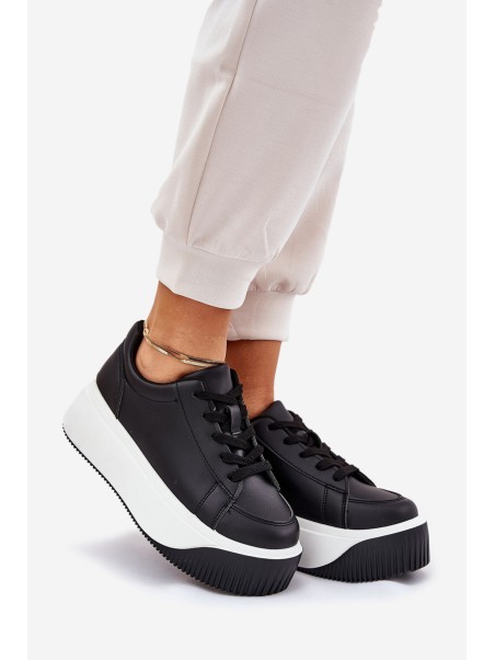 Sneakers On Massive Platform Smooth Black Tirvanis