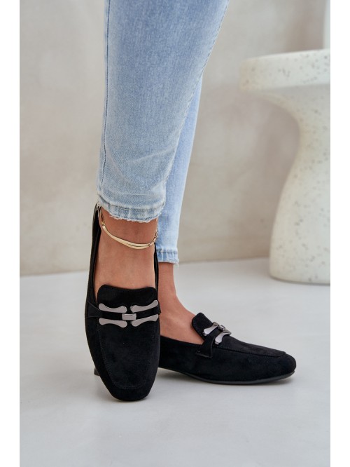 Moccasins With Decoration On A Delicate Heel Eco Suede Black Pillitha 2