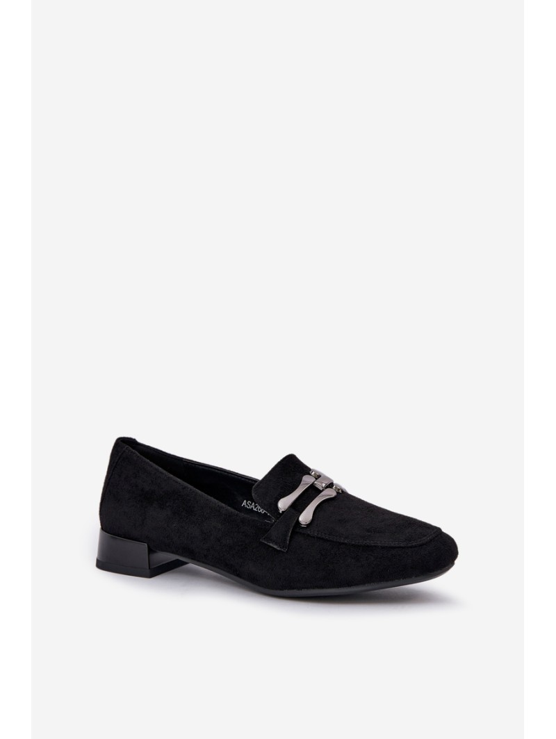 Moccasins With Decoration On A Delicate Heel Eco Suede Black Pillitha