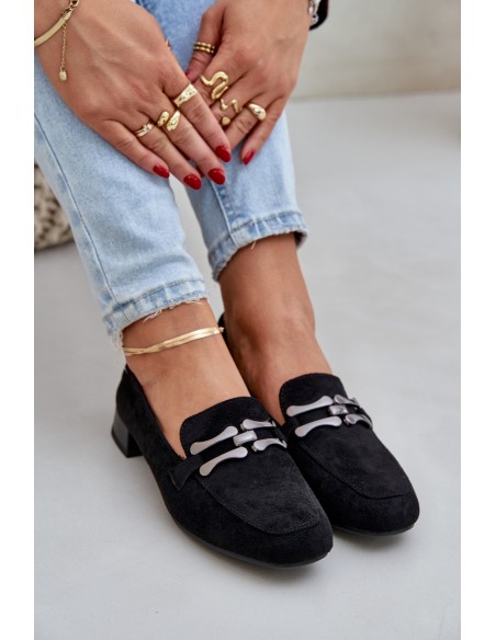 Moccasins With Decoration On A Delicate Heel Eco Suede Black Pillitha