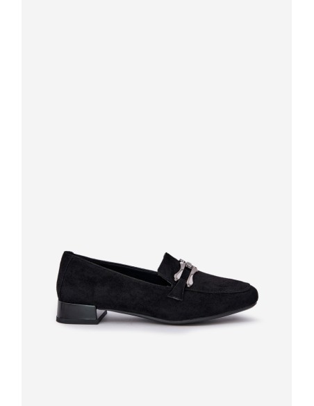 Moccasins With Decoration On A Delicate Heel Eco Suede Black Pillitha