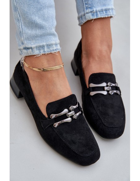 Moccasins With Decoration On A Delicate Heel Eco Suede Black Pillitha