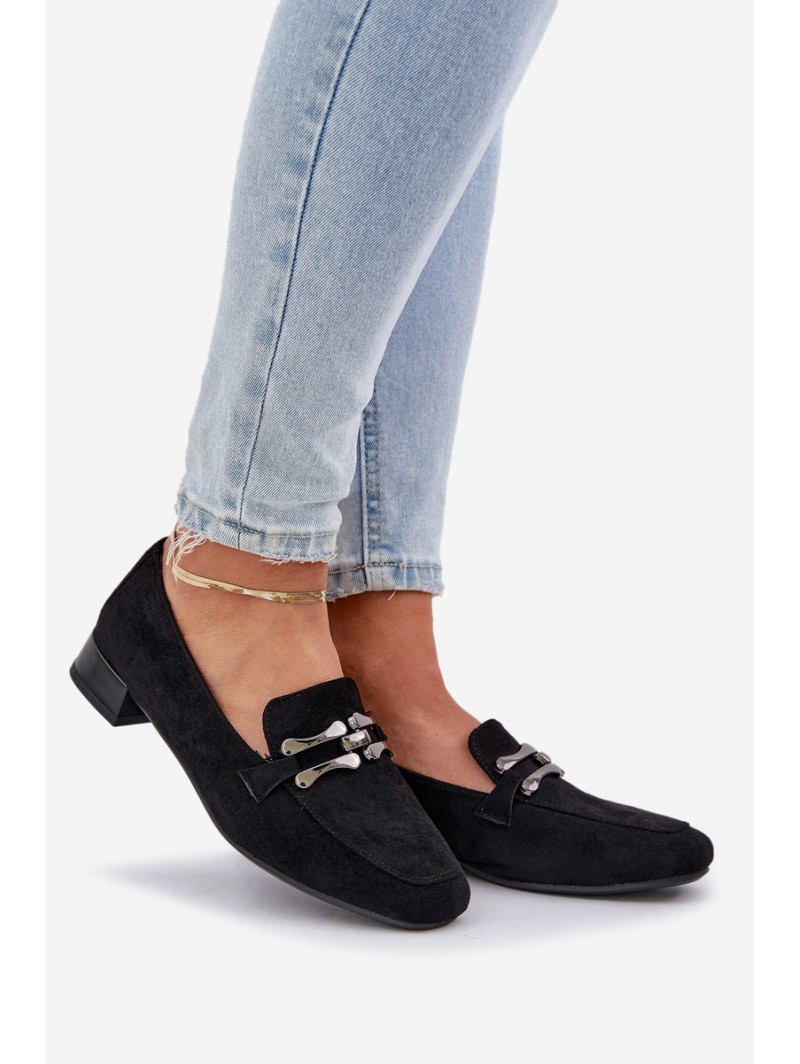 Moccasins With Decoration On A Delicate Heel Eco Suede Black Pillitha