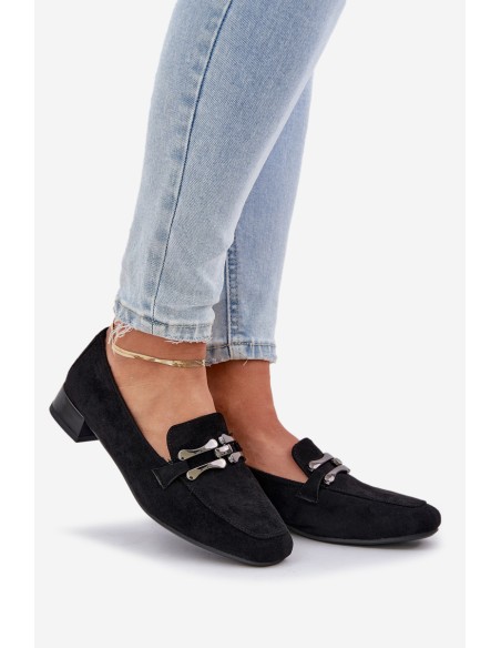 Moccasins With Decoration On A Delicate Heel Eco Suede Black Pillitha