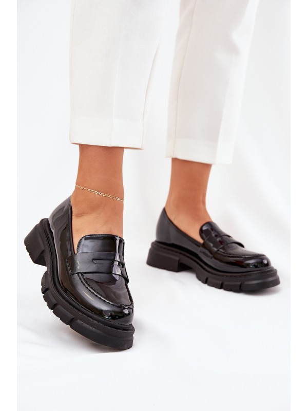 Ladies Patent Moccasins Black Elearionna
