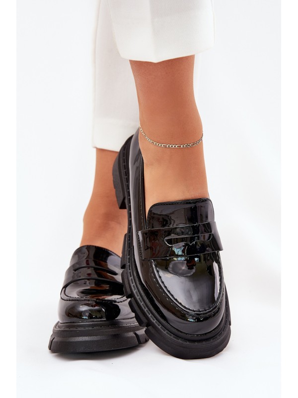Ladies Patent Moccasins Black Elearionna 2