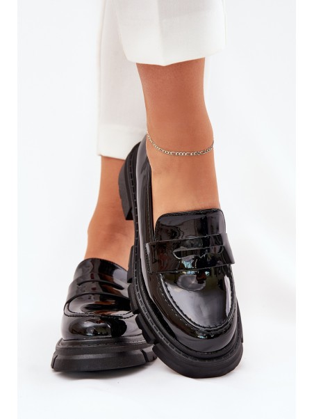 Ladies Patent Moccasins Black Elearionna