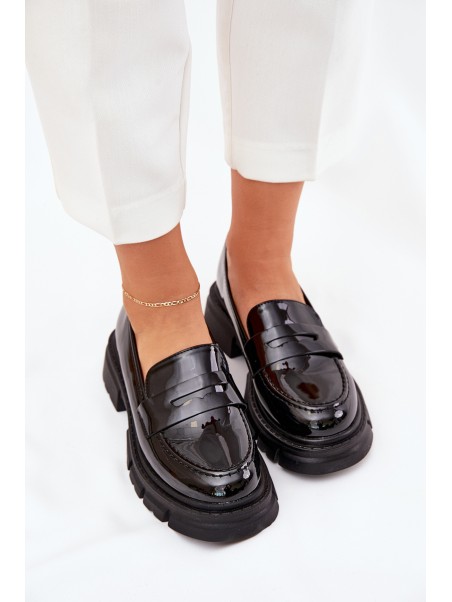 Ladies Patent Moccasins Black Elearionna