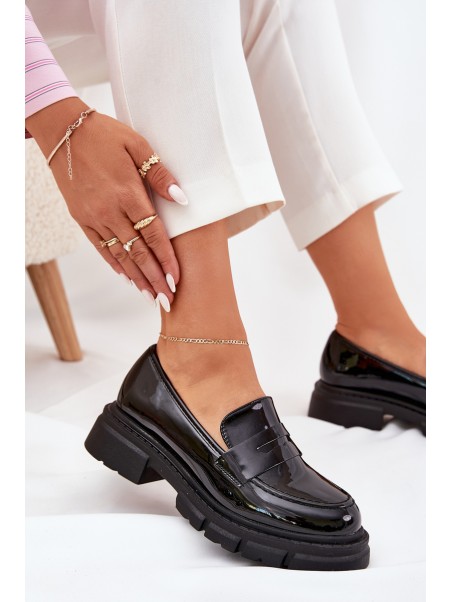 Ladies Patent Moccasins Black Elearionna