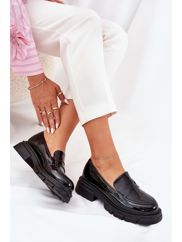 Ladies Patent Moccasins Black Elearionna