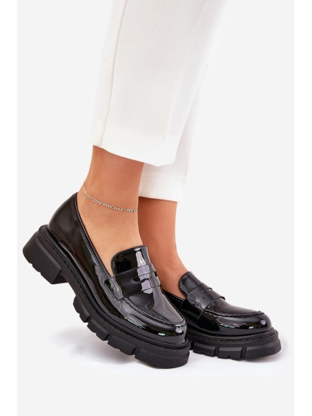 Ladies Patent Moccasins Black Elearionna