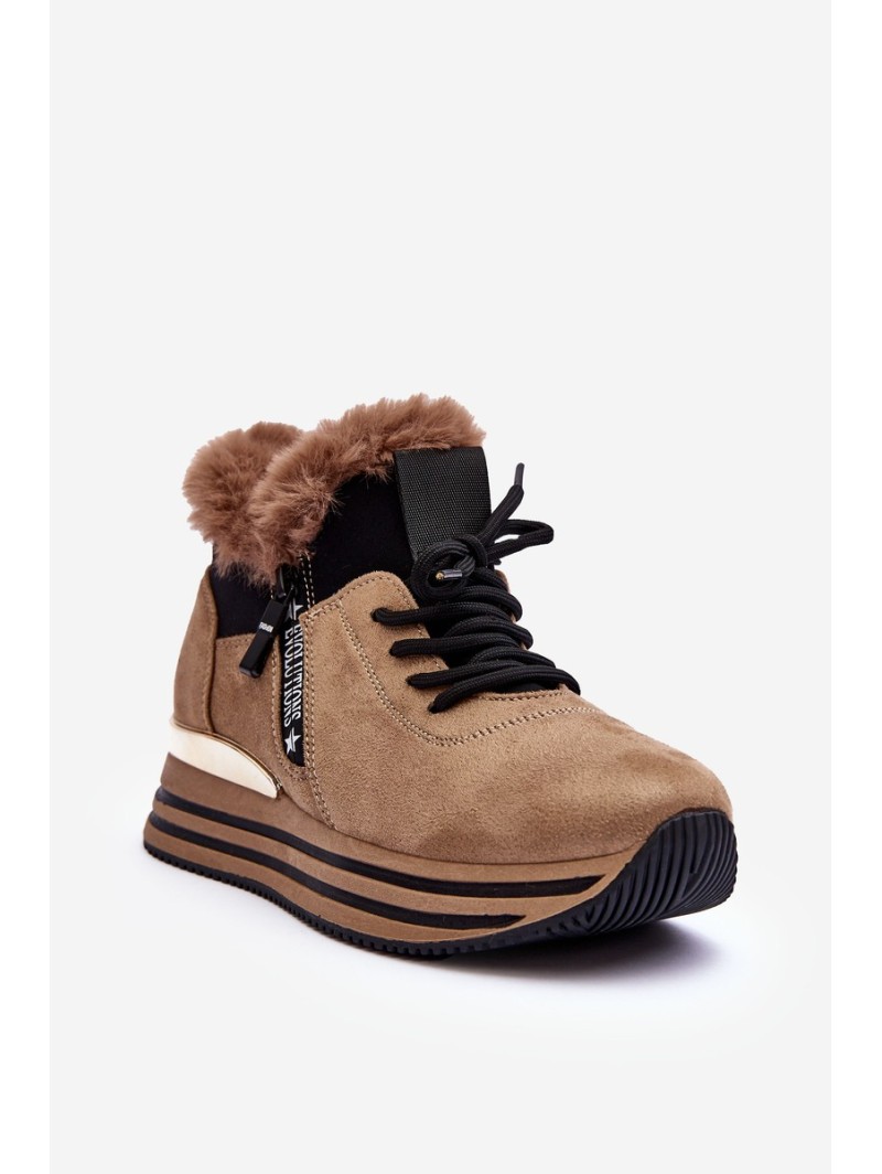 Fur Platform Sports Shoes Dark Beige Jamarie